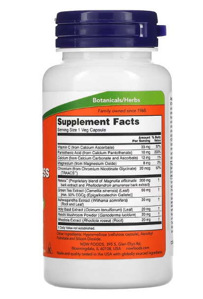 Adrenal Stress Support, 90 Veg Caps,Formula  za uravnoteženje KORTIZOLA i za STRES;Foods USA
