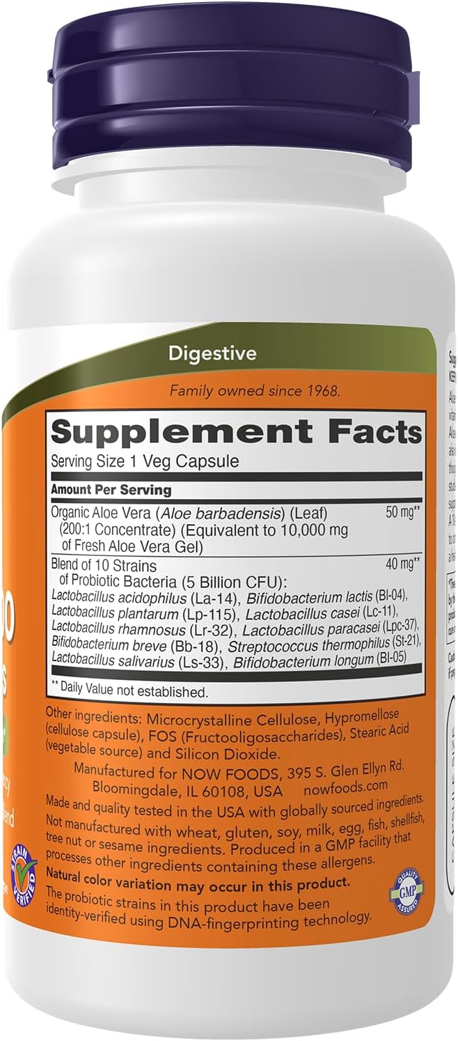 Aloe 10.000 i probiotici, 60 kaps.Now Food-USA;