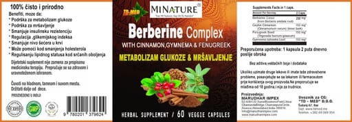 BERBERINE COMPLEX za mršavljenje i metabolizam glukoze 60 caps-Mi Nature