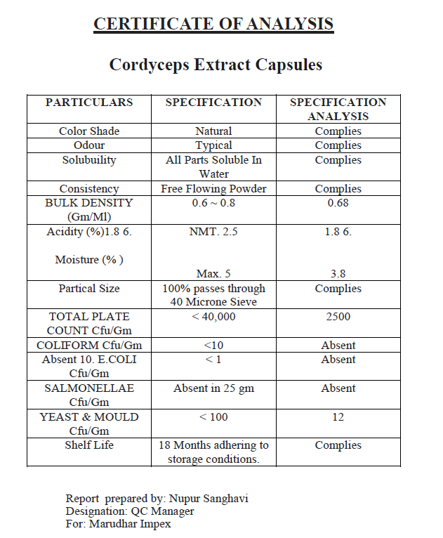 Cordyceps (Kordiceps) Extract 10.1 -60 kapsula;Mi Nature-Indija;za energiju,imunitet,podrška boljoj cirkulaciji,vitalnošču i izdržljivosti