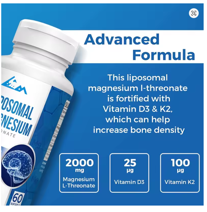 Magnesium L-Threonate LIPOSOMALI oblik- (Magtein),60 softgel kaps.;2000mg-2 kapsule;Made in China -distribucija za EU,Za bolje pamćenje i učenje,bolje konigtivne funcije i ostalo...REKLANI POPUST !!!!!