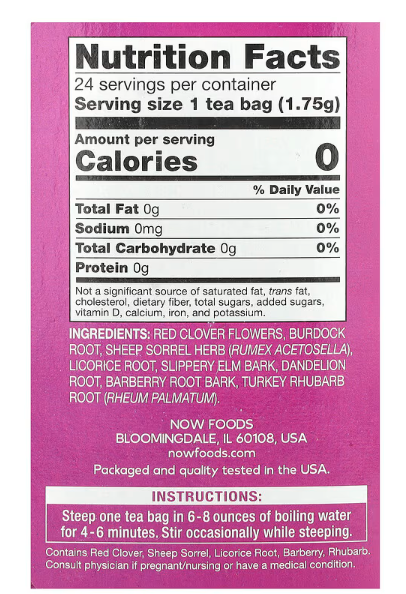 Ojibwa čaj-(Essiac),bez kofeina, 24 vrećice čaja, 42 g;Za detoksikaciju, poboljšani san i opteg zdravlje;NOW Foods-USA