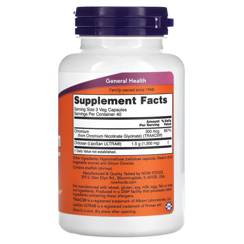 HITOSAN (Chitosan) 500mg plus Chromium - 120 caps ,Now Foods USA