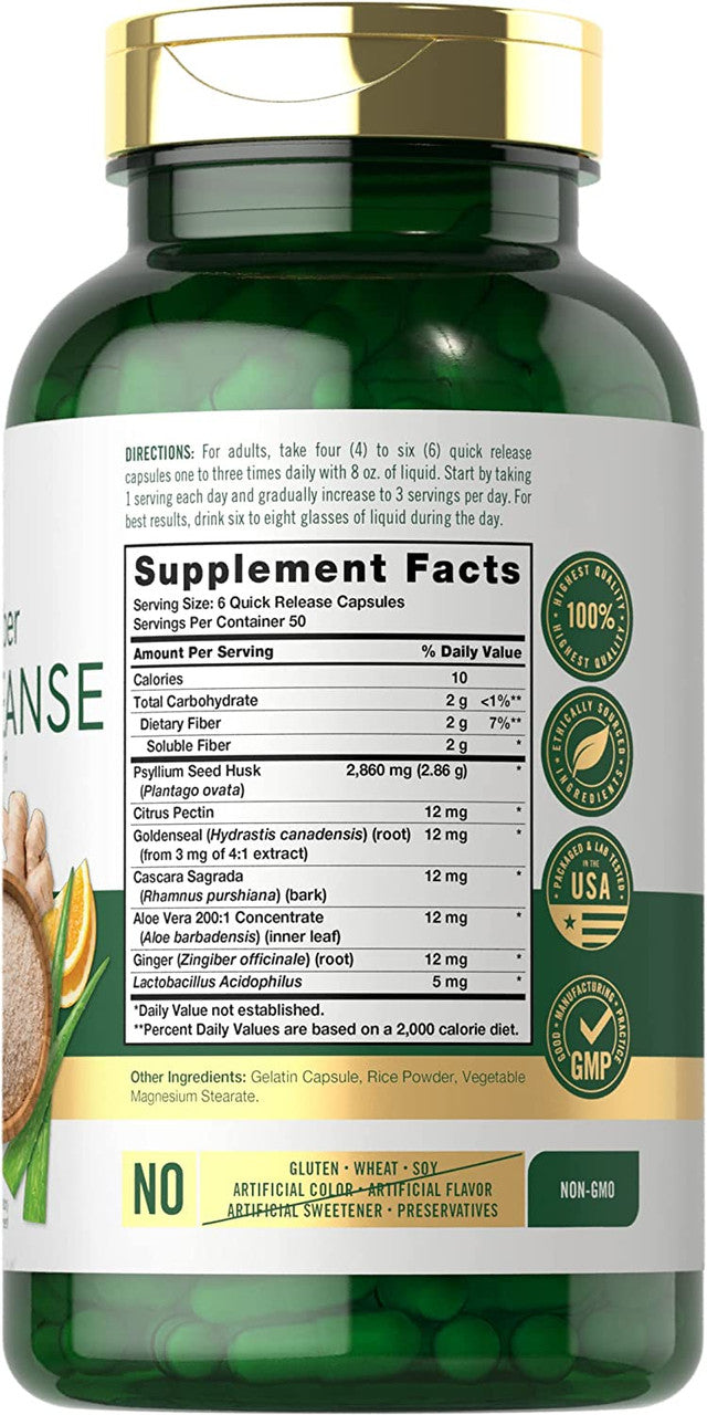 Herbal Colon Cleanse Detox(Biljna formula za detox debelog creva) 300 kapsula | Formula bez GMO i glutena;Carlyle USA