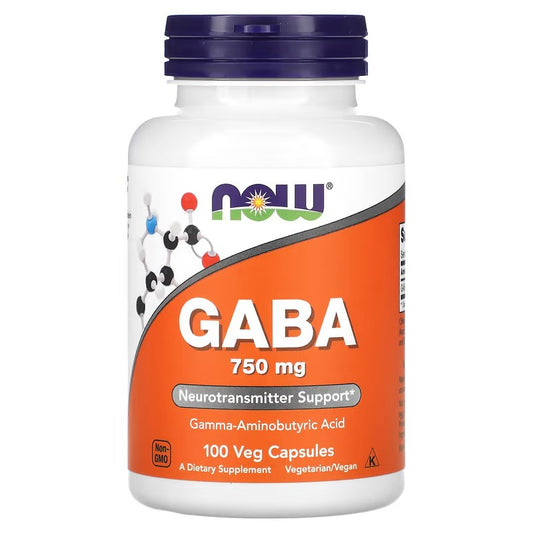 GABA - 750mg, 100 kapsula- Now Foods USA; za podsticanje opuštanja i podršku mentalnom blagostanju.GABA može pomoći u ublažavanju nervne napetosti tako što ima smirujući učinak na mozak ....