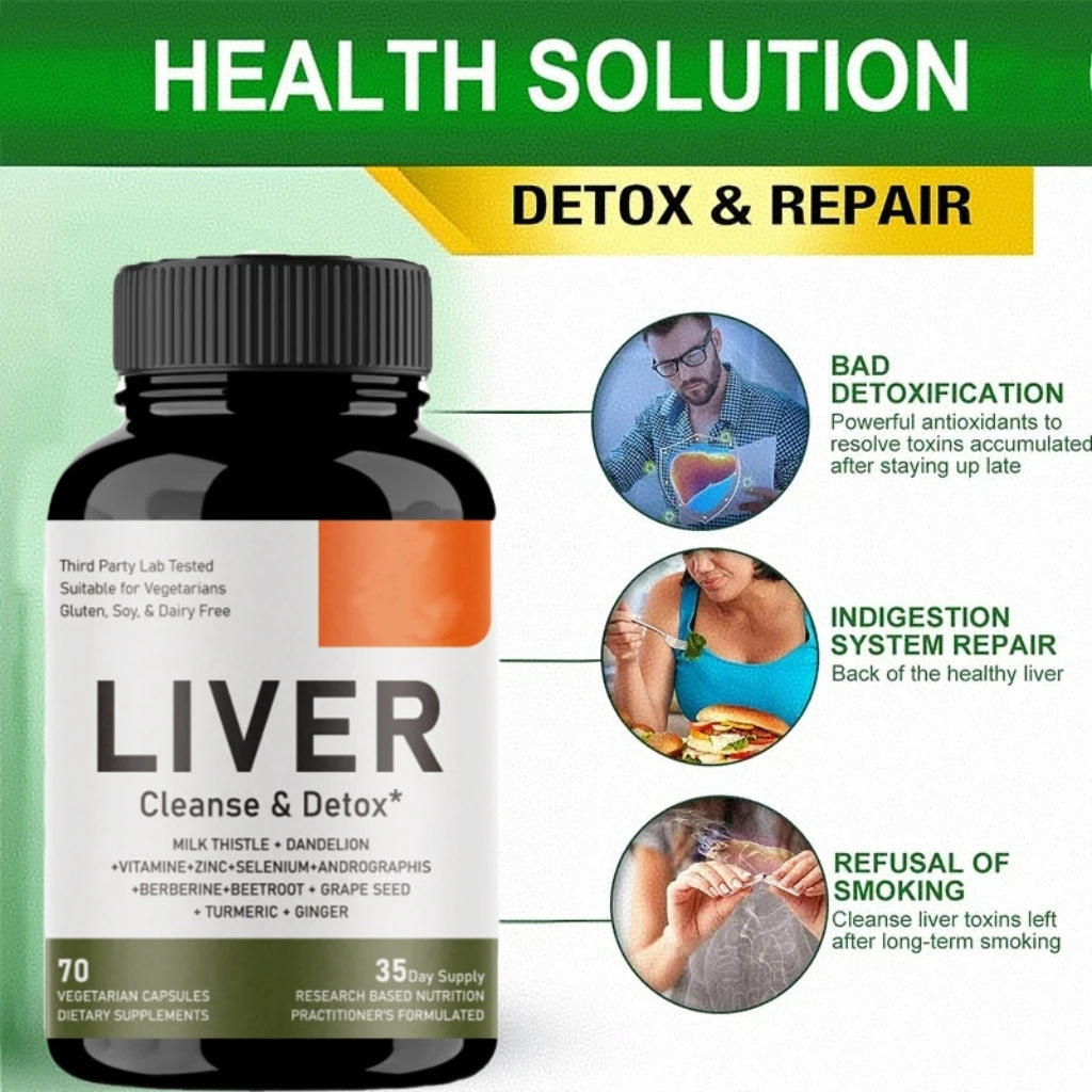 LIVER-Jetra (Čistač&Detoxifikacija i oporavak jetre )70 kapsula sa Mlečnim Čičkom(Silumarinom),Maslačkom i ostalim biljkama+ Vit.E ,Cink i Selen