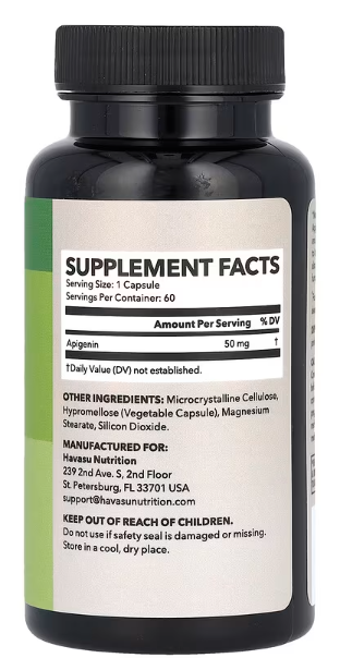 APIGENIN 50mg60 caps.;"Havasu Nutrition"-USA;za bolji san,Podrška stresu i raspoloženju ,kognitivne funkcije i podrška prostati †