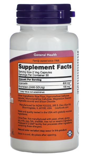 Quercetin sa Bromelain,60 caps,Now Foods-USA;za zdravu sezonsku imunološku funkciju,,,za zdravlje respiratornog sistema
