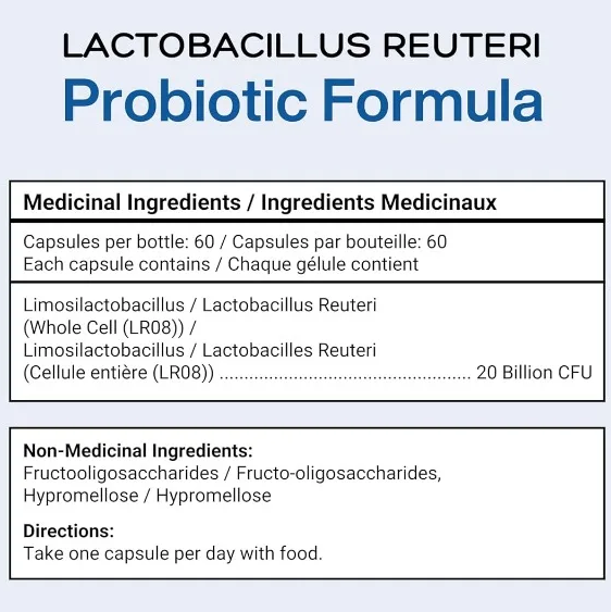 Lactobacillus RAUTERI 20 milijardi-probiotik 60 caps.podrška Probavi-zdravlja creva i Srca,jačanje imuniteta, povećanje oksitocina, poboljšanje raspoloženja i pomoć u postizanju dobre kvalitete sna.Proizedeno za Kanadu-Preporčljivo od Dr.Nestorovića
