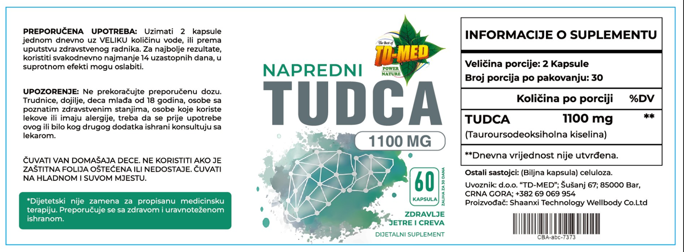 TUDCA (ili Žučna SO) dnevna doza-1100mg(550mg u kapsuli)-60 kaps:za Detoksikaciju-čišćenje MASNE jetre, imuniteta, Kamenca žučne kese,zdravlje crevnog trakta  i štitne žlezde;