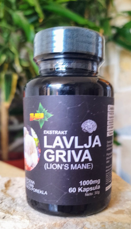 Lavlja Griva-Lion Mane Extract 1000mg/60 caps,, Organic Mi Nature;Kao prirodni lek Demenciju i za neurodegenerativne bolesti; Prirodna hrana za moždane ćelije i bolje pamćenje