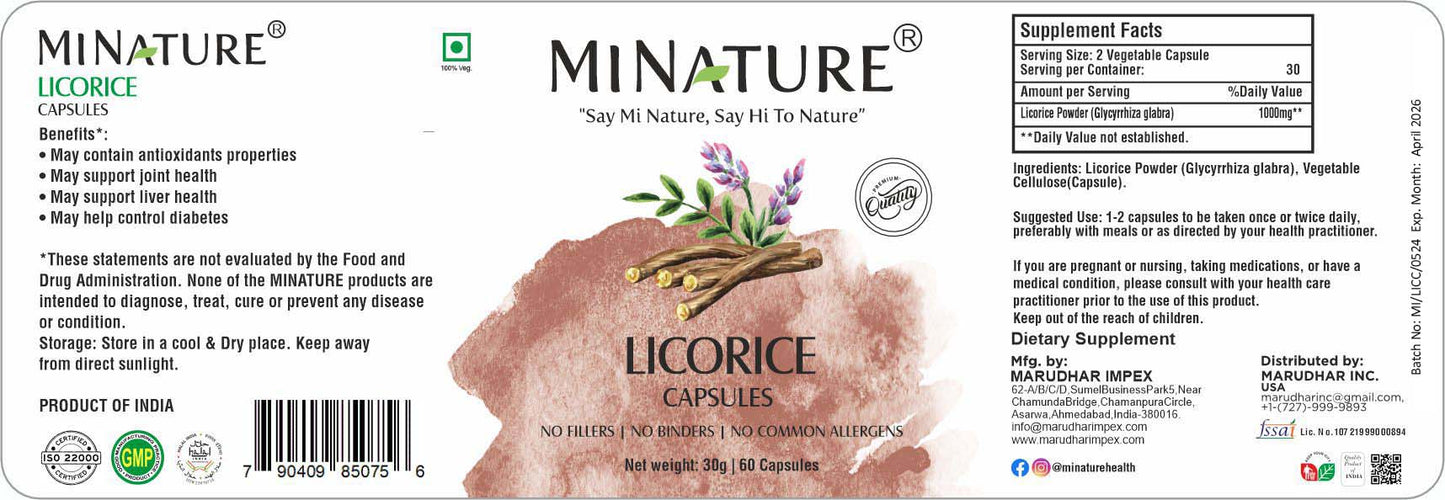 Licorice-Sladić 60 kaps.- 500mg ;dnevna doza 2x 500mg;za liječenje ULKUSA-Čira, oralnih, gastrointestinalnih i jetrenih poremećaj,
