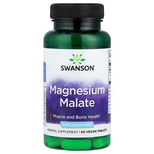 Magnezijum Malat, 1000 mg, 60 veganskih tableta; SWANSON Original USA;Podržava zdravlje kostiju i mišića,pruža kardiovaskularnu podršku, potiče zdrav krvni pritisak i zdravlje nervnog sistema....