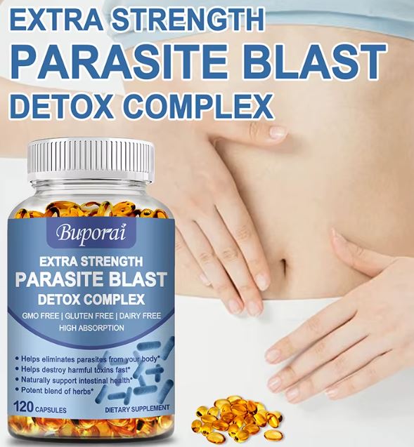 Parasite Blast DETOX COMPLEX 60caps.NAJBOLJA Antiparazitna i digestivna formula+ cink,Djeluje na parazite, njihova jaja i larve,detoxikaciju crijeva i još mnogo toga ;Buporai USA - Reklani popust (ograničene količine)