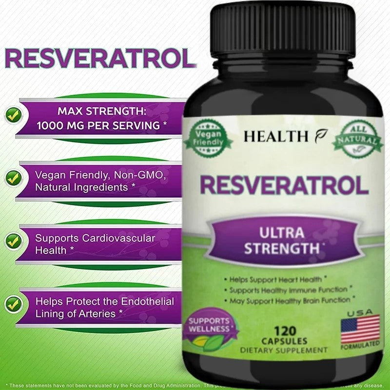 Resveratrol (Ultra snažan) doza 1200mg/600mg caps.120 caps.HEALTH Co.-USA; Podrška kardiovaskularnom sistemu , imunitetu i u borbi sa kancerom Pluća i debelog creva