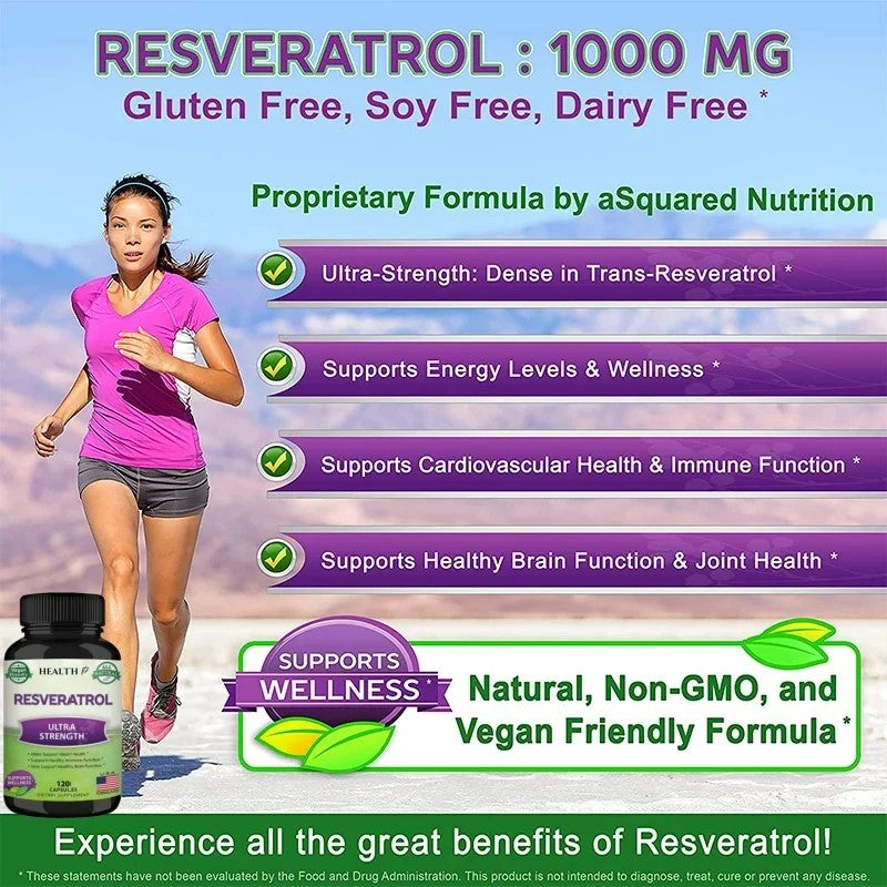 Resveratrol (Ultra snažan) doza 1200mg/600mg caps.120 caps.HEALTH Co.-USA; Podrška kardiovaskularnom sistemu , imunitetu i u borbi sa kancerom Pluća i debelog creva