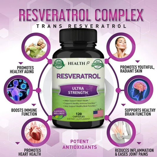 Resveratrol (Ultra snažan) doza 1200mg/600mg caps.120 caps.HEALTH Co.-USA; Podrška kardiovaskularnom sistemu , imunitetu i u borbi sa kancerom Pluća i debelog creva