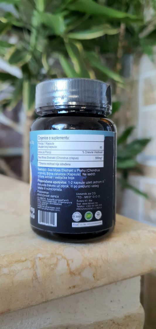 Sea Moss Extract -Morska mahovina (Irish Sea Moss) 500mg/60 caps. Mi Nature