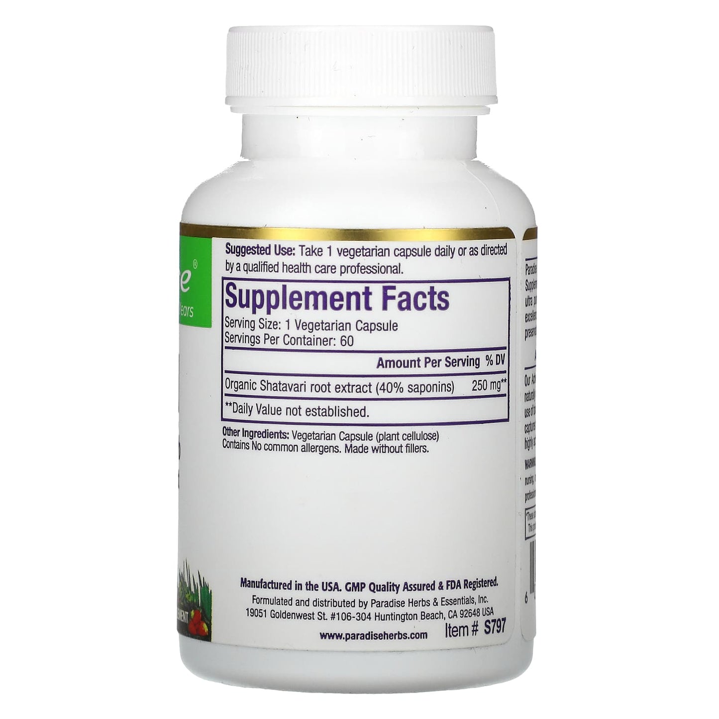 Shatavari, Šatavari - kraljica bilja i prirodni dar za žene;60 biljnih kapsula,Pradise USA