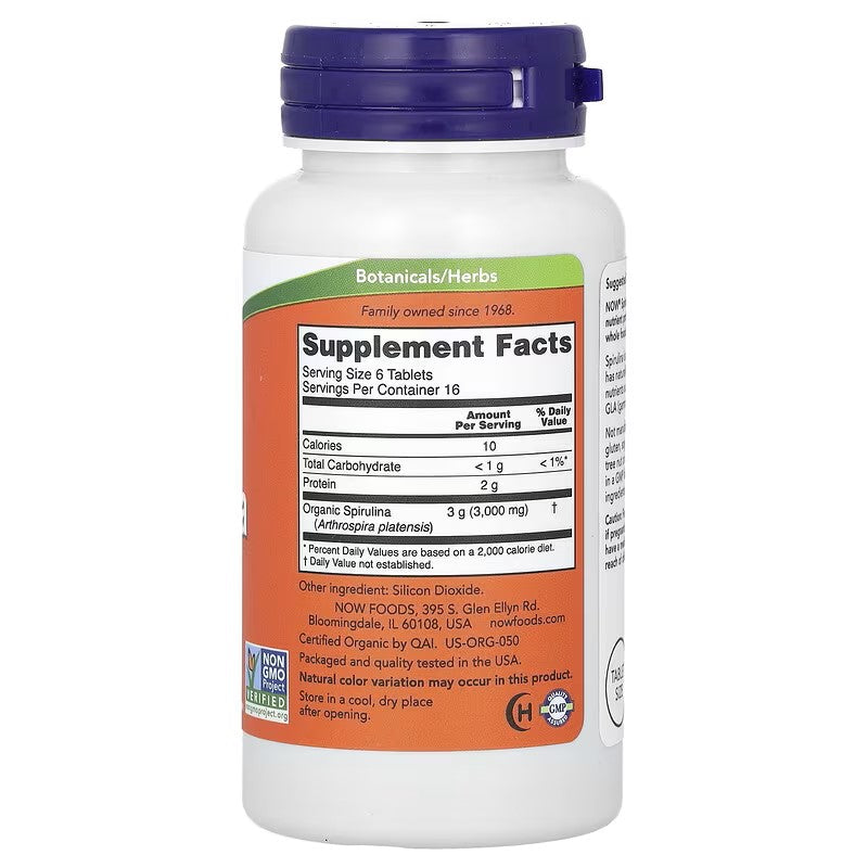 Spirulina 500 mg 100 tablets-Now Foods