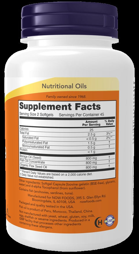Super Omega 3-6-9 Fish&Boražina+Lan Ulja;90 softgels-Now Foods USA,za bolje kardiovaskularno zdravlje