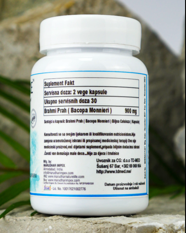 Brahmi (Bacopa Monieri) 450mg-60 caps. Original Indija Mi Nature