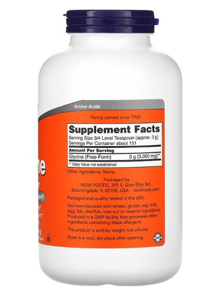 Glycine powder-Glicin, čisti prah, 454g,NOW Foods USA;(3 g. porcija,Podrška snu i nervnom sistemu,Izgradnja kolagena i tkiva,Detoxikacija i energija,bolji metabolizam ...i još toga....