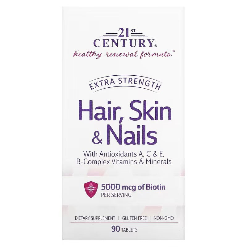 Za jačanje kose, koža i nokti, 90 tableta-Napredna formula,90 tableta, 21st Century USA