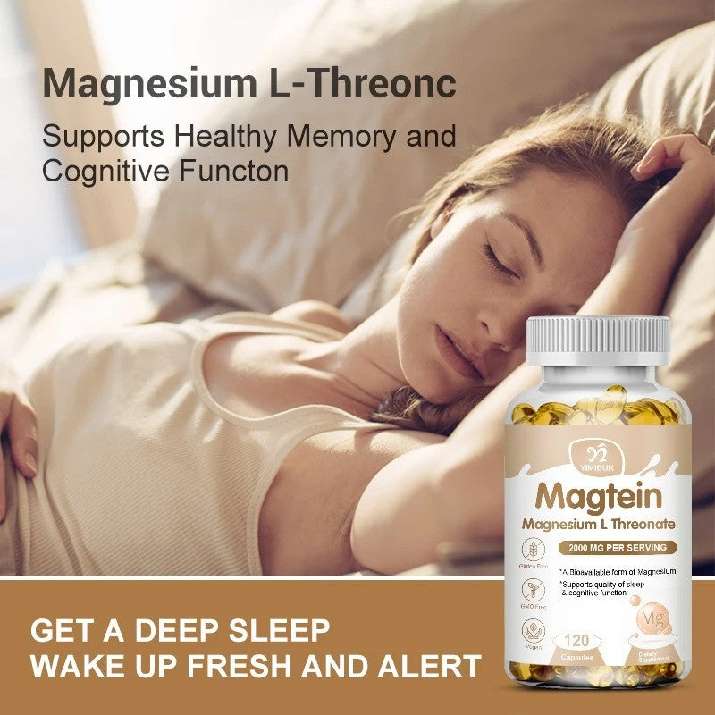 MAGTEIN-Magnesium L-Threonate 120 kaps.,2000mg doza u 2 kaps;Moćan dodatak za mentalnu oštrinu i opšte blagostanje!za opušten san i pomaže u koncentraciji i fokusu, to daje osjećaj povećane energije i produktivnosti tokom dana