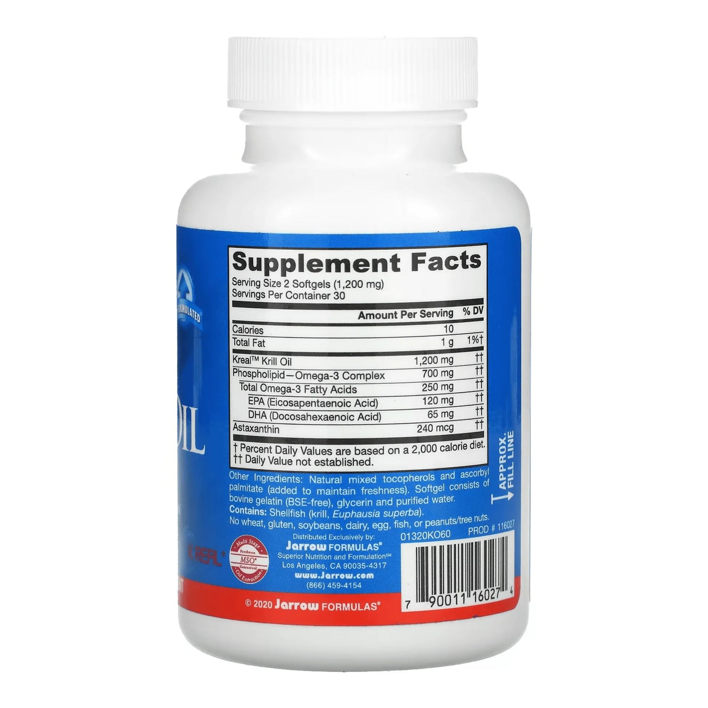 Krill Oil 600mg-60 caps,Jarrow Formulas USA