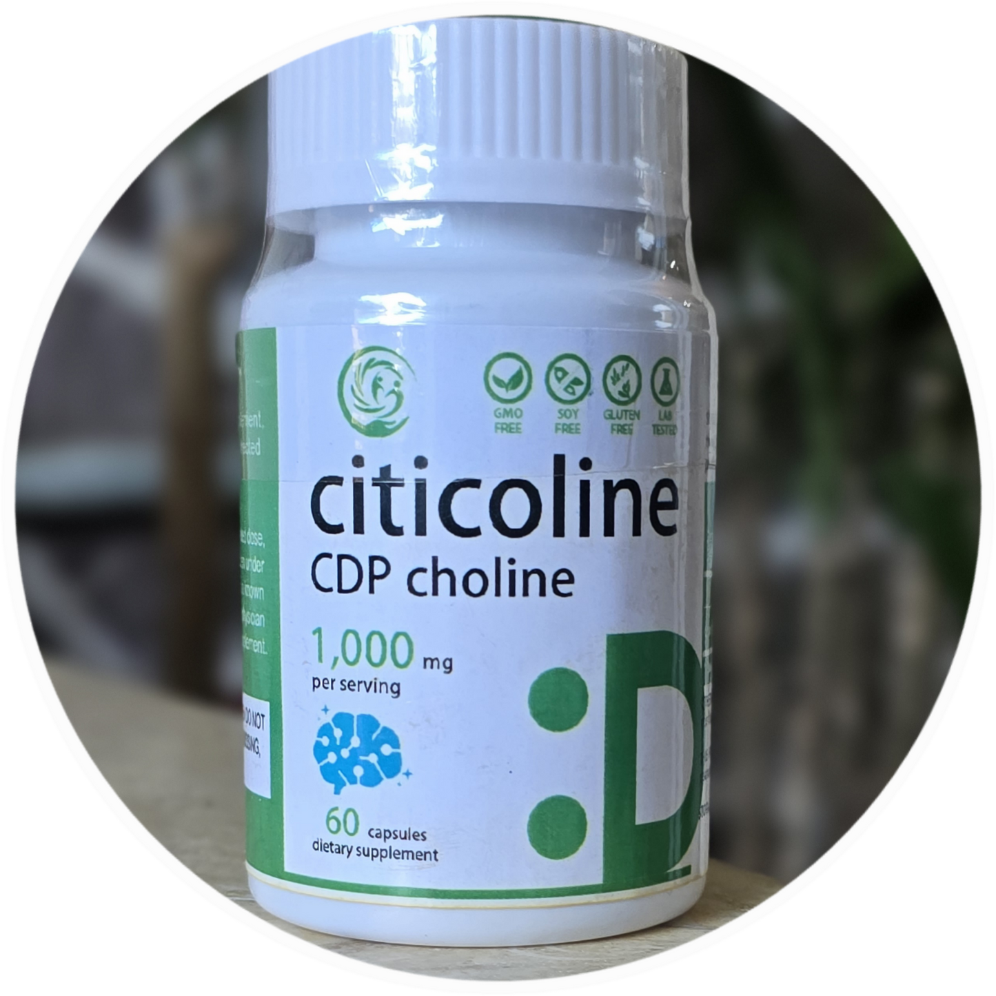 Citicoline 1000,g-60 caps;CDP-Holin;dodatak za podršku zdravlju mozga(Poboljšanje pamćenja i učenja;fokusa i koncentracije;Poboljšanje cerebralne cirkulacije....