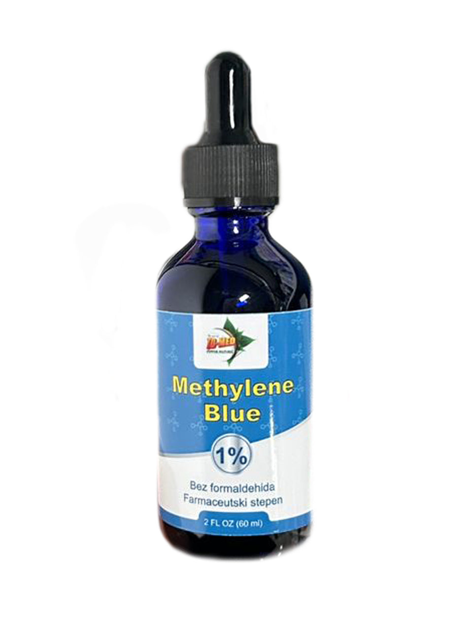 Metilen Plavo-Methylene Blue 60ml-1% USP solucija;Ublažavanje simptoma migrena, depresije i anksioznosti,više energiju;Brži oporavak nakon trovanja ili infekcija. za koncentraciju, pamćenje i ukupnu kognitivnu funkiju,protiv parazita,i bolova u krstima