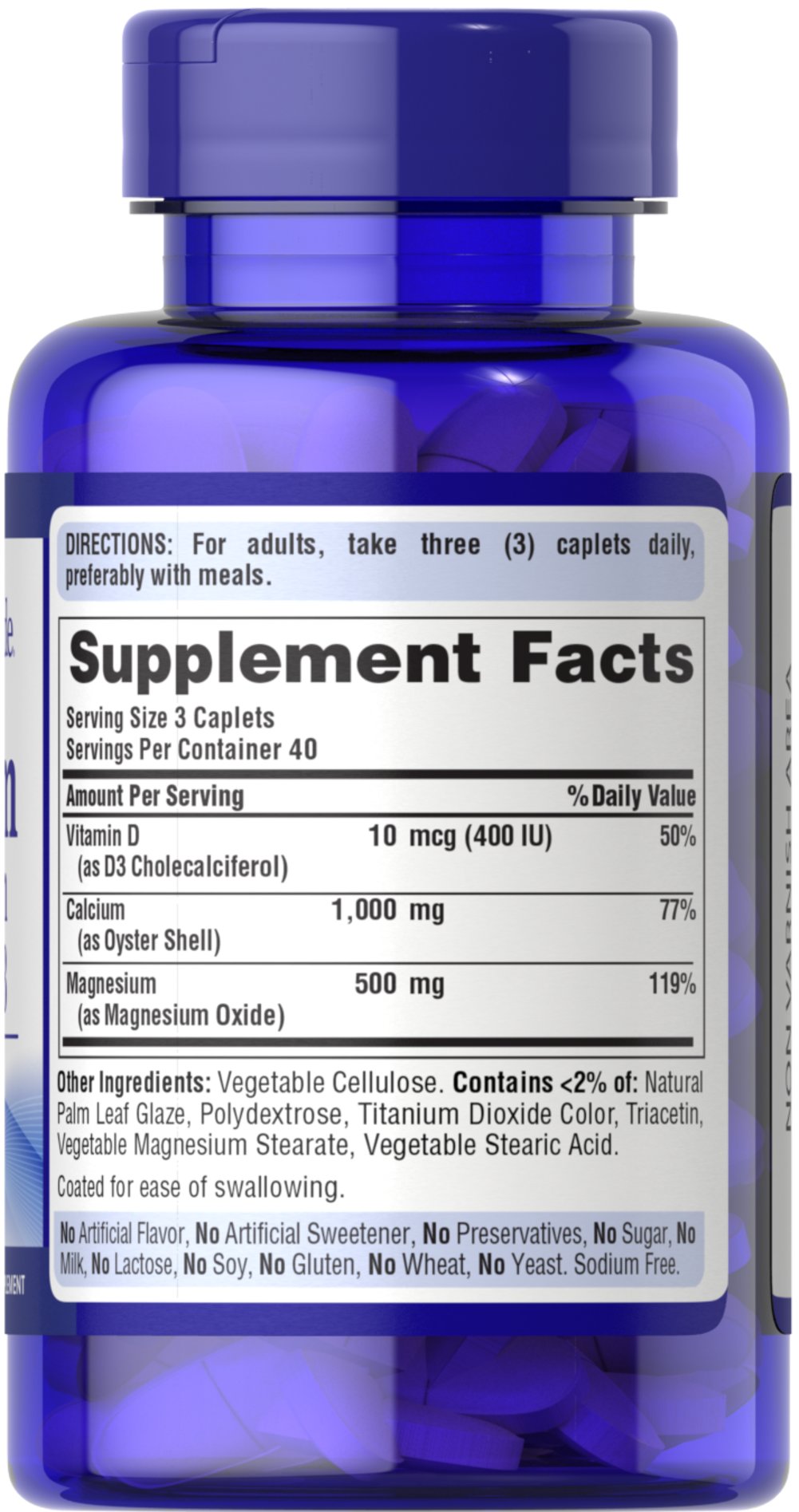 Kalcijum Magnezijum sa probnom veličinom vitamina D3 , 30 obloženih kapsula - Puritan's Pride USA