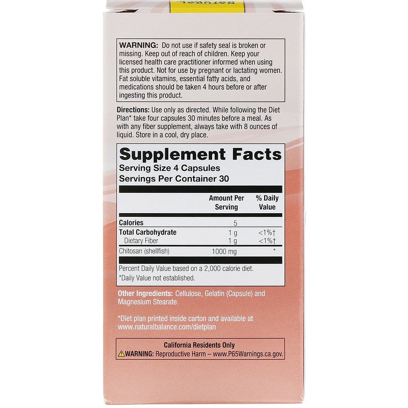 Hitozan,Natural CHITOSAN 1.000 mg, 120 kapsula,Natural Balance USA