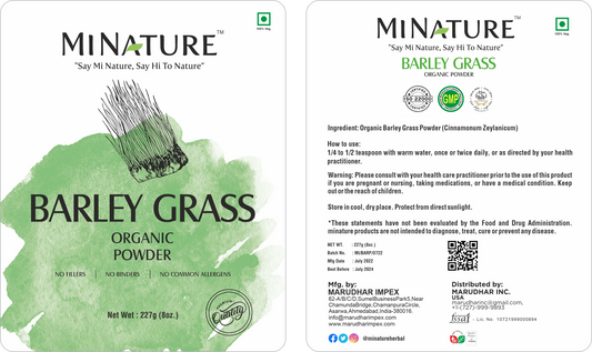 JEČMENA TRAVA 227g,BARLEY GRASS-Organic;Mi-Nature Indija Original