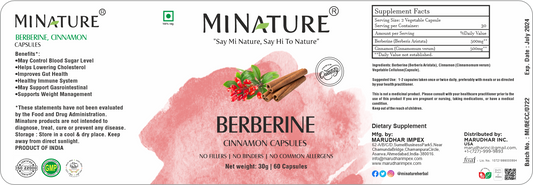 BERBERINE+ Cimer Cejlonski -Extrakti ,500 mg, 60 veg.caps.- Indija