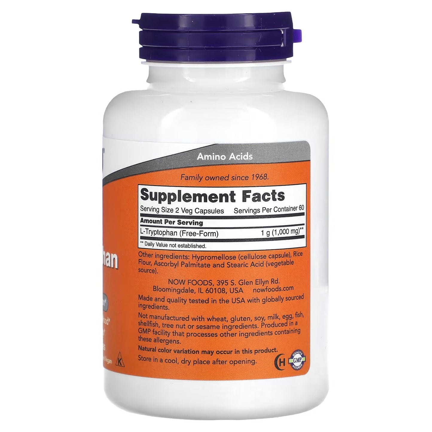 L-Triptofan,L-Tryptophan 500mg 120 caps.Now Foods USA