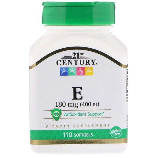 Vitamin E, 180 mg (400 IU), 110 Softgels (21st Century, -USA)