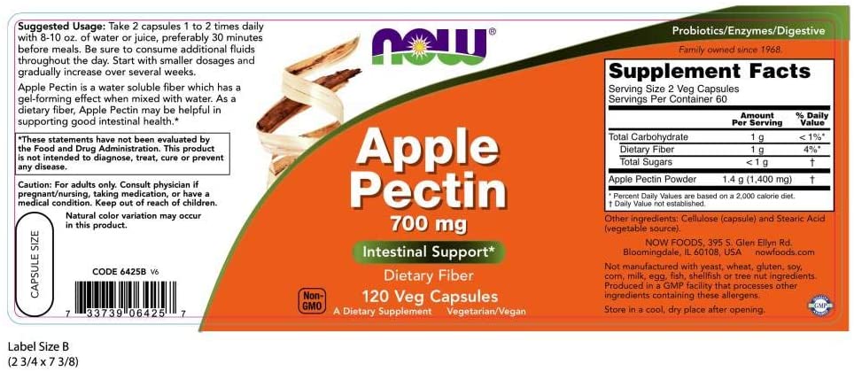 Apple (jabuka) Pectin; pektin od jabuke, 700 mg, 120 biljnih kapsula Now Foods
