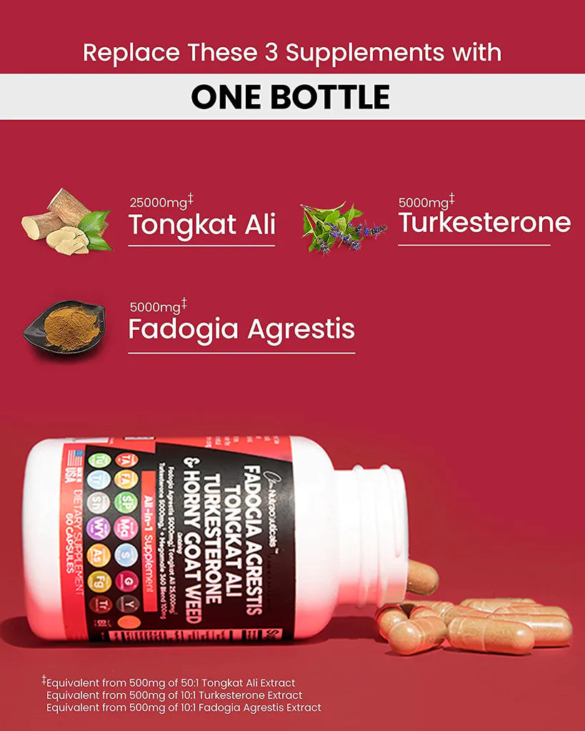 MEGA MALE- komplex 60 caps. sa Tongkat Ali,Fadogia,Turkesterone sa komplexom biljnih mocnih dodataka uljučujuću i čiveni Shilajit sa Blak Paperom za bolju apsorciju, Mi NATURE