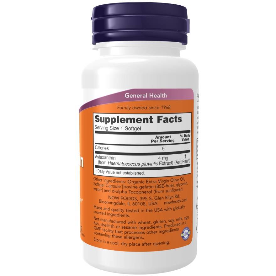 Astaxanthin , 4 mg, 90 Veggie Softgels  Now Foods  USA