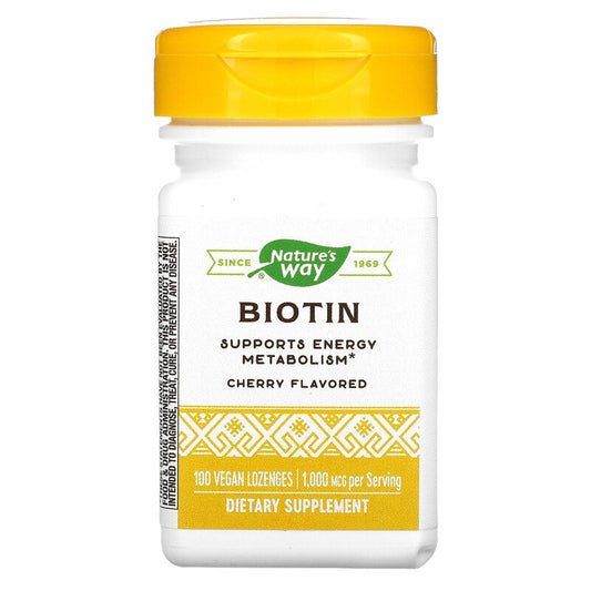 Biotin-Vitamin H, 1.000 mcg, 100 veganskih pastila ukusa trešnje, Nature's Way-USA