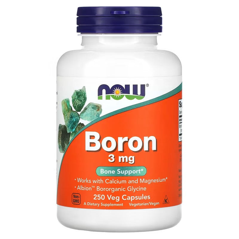 Boron- mineral Bor , 3mg, 250 kapsula- Now Foods USA; Podrška zdravlju kostiju-veliko pakovanje