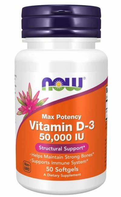 Vitamin D-3, 50.000 IU, 50 mekih kapsula Now Foods