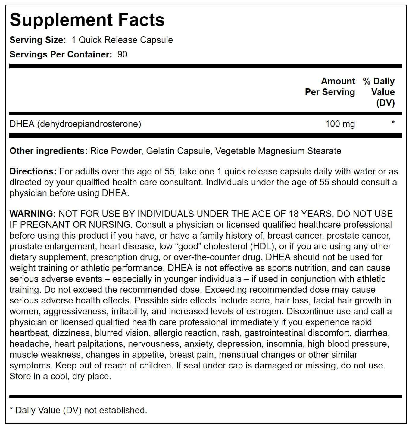 DHEA 100mg kaps.,90 kapsula,PipingRock USA