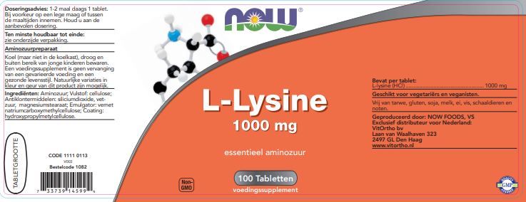 L-Lysine 1000 mg-100 tableta Now Foods