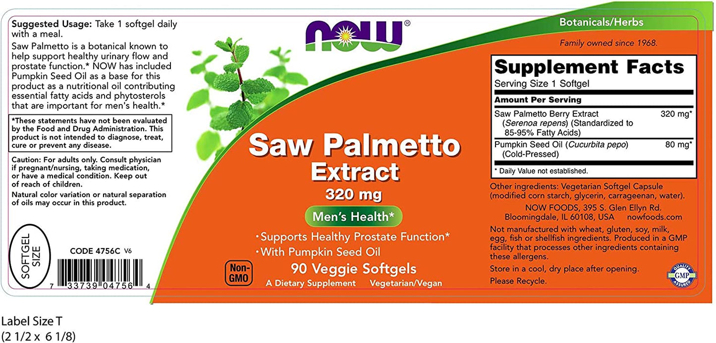Saw Palmetto extract 320mg ,90 softgels-zdravlja prostate-Now Foods USA
