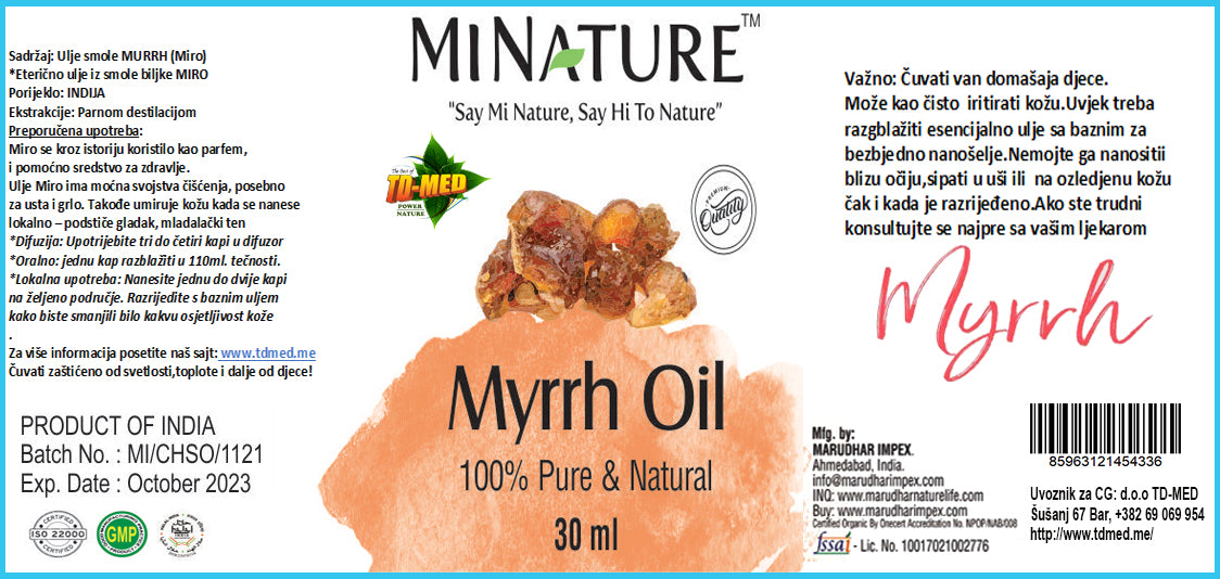 MYRRH oil ,Egzotičan miris drveta-smola MIRA 30ml,(veće pakovanje) Mi Nature Original