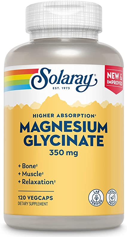 Magnezim Glcinat-Solaray, Magnezijum glicinat visoke apsorpcije, 350 mg, 120 veg.caps