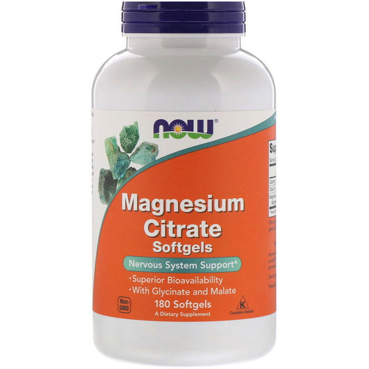Magnesium Citrate, 180 softgels,Efikasna bioraspoloživost; sa Glycinate and Malate Now Food